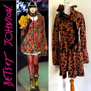 NWOT Betsey Johnson Cheetah Print Ruffle Coat Size S